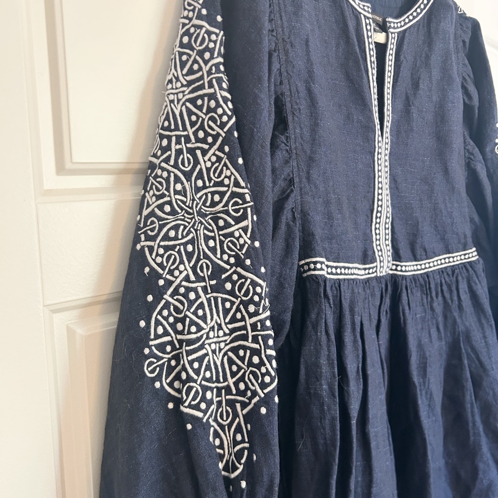 Women’s Banana Republic Navy (Dark Chambray) Embroidered Dress Size Medium - Picture 2 of 7